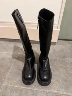 黒 厚底 ロングブーツ