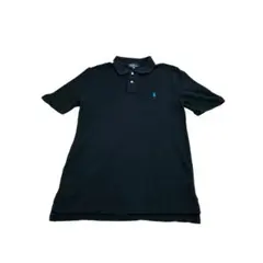 ポロバイラルフローレン ポロシャツ ブラック 水色ロゴ刺繍