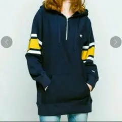 ジュエティ　チャンピオン　コラボスウェットパーカー　ネイビー　イエロー　オーバー