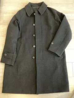 美品　チェック柄 ステンカラーコート　XL