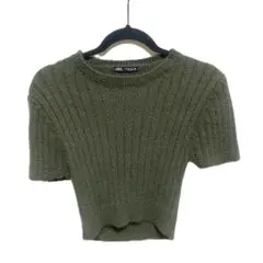 ザラ　ZARA シャギー ニット カーキ　M