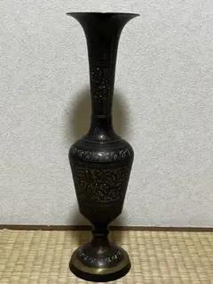 イスラエル ナザレ製 真鍮 花瓶 彫金 民藝 ヴィンテージ 中東 オブジェ