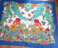 HERMES 花柄 スカーフ コットン　大判スカーフエルメス　超大判