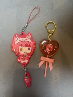 すとぷり　莉犬　いちご　アクリルキーホルダーセット　ラバーストラップ