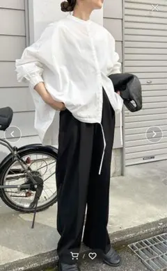 【セレクトモカ】バンドカラーギャザーオーバーシャツ