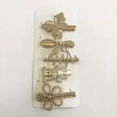 ビジュー装飾のヘアピン5個セット