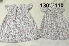 姉妹お揃い♡プティマイン花柄ワンピース130.110