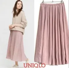 ユニクロ シフォンプリーツロングスカート ピンク M