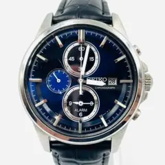 SEIKO クロノグラフ アラーム ブルー文字盤 メンズ腕時計 M146 - メルカリ