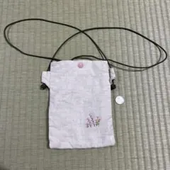 花柄刺繍 サコッシュ ベージュ