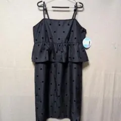 新品しまむら hina ペプラム ジャンパースカート 4L 大きいドット柄BK