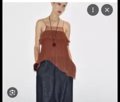 新品　ZARA プリーツフリルトップス レースキャミ　Mサイズ
