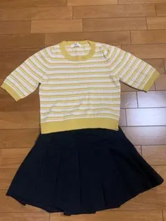UNIQLOスカートウィゴー イエローとホワイトストライプ セット