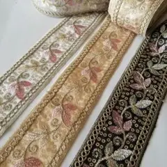 ②　インド刺繍リボン　3本各50cm