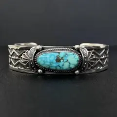 NAVAJO SUNSHINE REEVES ターコイズ スタンプワークバングル