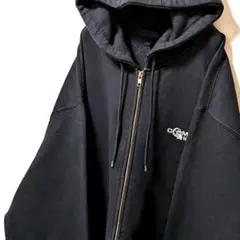 トランスポーテーション肉厚刺繍 フルジップスウェットパーカーブラックXL古着