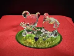 ガラスアートミッキーミニー置物