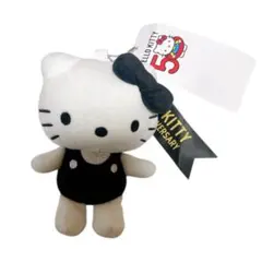 【タグ付】ハローキティ 50周年 記念 ぬいぐるみ マスコット モノトーン 黒
