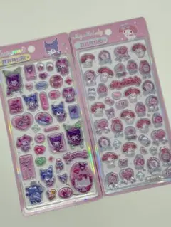 ②新品　クロミ×マイメロ　ドロップシール　3D立体シール 2枚セット