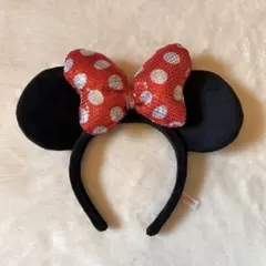 東京ディズニーランド　シー　スパンコール赤ミニーちゃん　カチューシャ 美品TDR