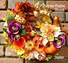 ハロウィンリース♡フラワーリース♡大人お洒落な金のかぼちゃ♡造花♡玄関リース♡