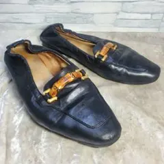 GUCCI グッチ 23cm フラットシューズ 革靴 黒 バンブービット 36