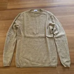 ベージュ クルーネック セーター 肘当て付き