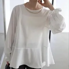 エポカ EPOCA ペプラム トップス グレー ストレッチ 半袖 Vネック 
