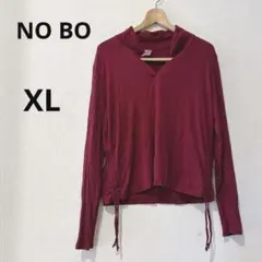 NO BO 【XL】　赤 Vネック 長袖 トップス おしゃれ　薄手