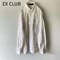 日本製 レナウン EX CLUB 長袖 チェック柄ポロシャツ M メンズ　秋