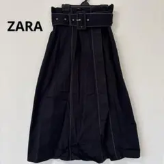 ZARAブラック フレアスカート ベルト付きのサムネイル
