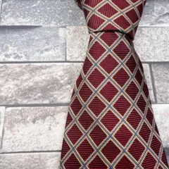▼BROOKS BASICS▼ブルックスベーシックス ネクタイ 格子柄 ボルドー