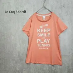 ルコックスポルティフ【O】プリントTシャツ　コーラルピンク　テニス　a5889