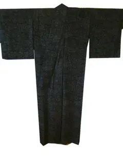 美品 単衣 本場無形文化財 ちぢみ 結城紬（正絹）仕立上り＜TT1442 