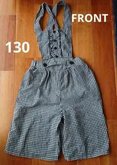 黒×白のギンガムチェック柄　サロペットパンツ