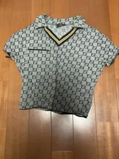 FENDI フェンディ ポロシャツ 半袖 総柄 FFロゴ ズッカ グレー 44
