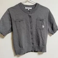 【U.S.POLOASSN.】 別注ワンポイント刺繍コンパクトニットカーデ