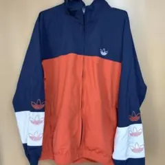 adidas ナイロンジャケット ネイビー/オレンジ