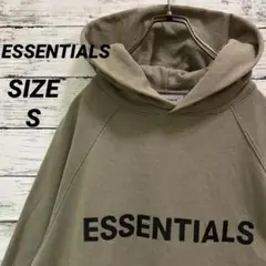 エッセンシャルズ プルオーバーパーカー スウェット 裏起毛 S ベージュ カーキ