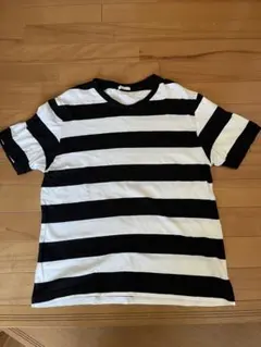 GU ストライプTシャツ 白/黒
