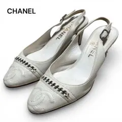 CHANEL シャネル ココマーク チェーン ヒールパンプス 34 1/2