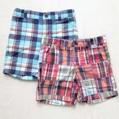 Janie and Jack チェック ズボン パンツ 2種類セット 赤 青 夏のサムネイル