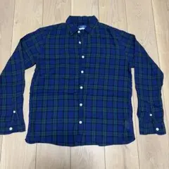 Navy 長袖 チェックシャツ スリムフィット Mサイズのサムネイル