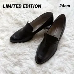 【未使用】LIMITED EDITION レザー ローファー 中ヒール ブラック
