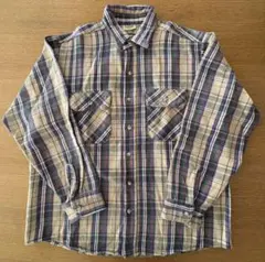 90s USA製 ファイブブラザネルシャツ L チェック ブラウン