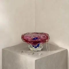 ヴィンテージ アートガラス アクセサリートレイ ブルー レトロ 小物
