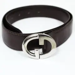 極美品 GUCCI グッチ ベルト インターロッキングG レザー ダークブラウン