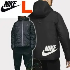 ナイキ　リバーシブル　中綿ジャケット　フード　防寒　メンズ　Ｌ 黒　アウター
