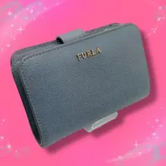 《美品》 フルラ 二つ折り財布 レザー ライトブルー系