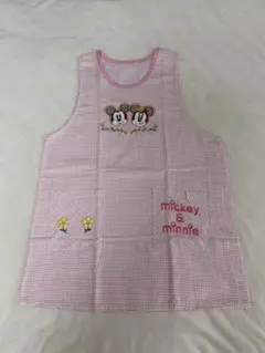 ミッキー ミニー 保育士 エプロン ピンク